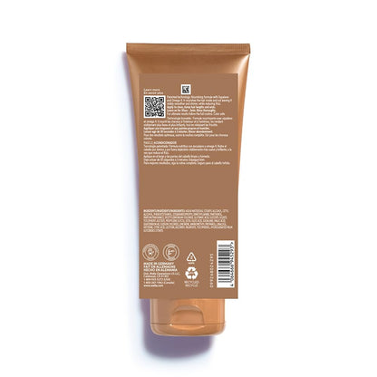 Back view of a brown tube with text and symbols on a white background