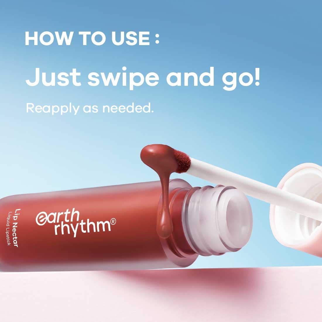Earth Rhythm Lip Nectar Matte Liquid Lipstick, Weightless, Never Drying, No Mineral Oil 5g - Cherry