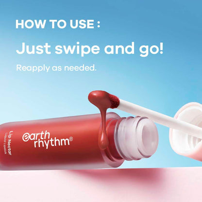 Earth Rhythm Lip Nectar Matte Liquid Lipstick, Weightless, Never Drying, No Mineral Oil 5g - Cherry