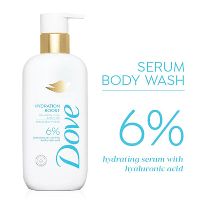 Dove Hydration Boost Serum Body Wash | 6% Hydrating Serum with Hyaluronic Acid | For instantly plump & dewy skin | Paraben & SLS free | 300 ml