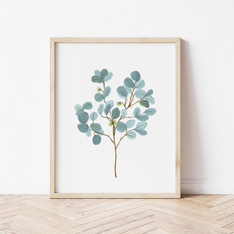 Eucalyptus Botanical Wall Painting| Modern Art Painting For Living Room Bed Room And Office | 11 X 14 Inches (Natural Frame)