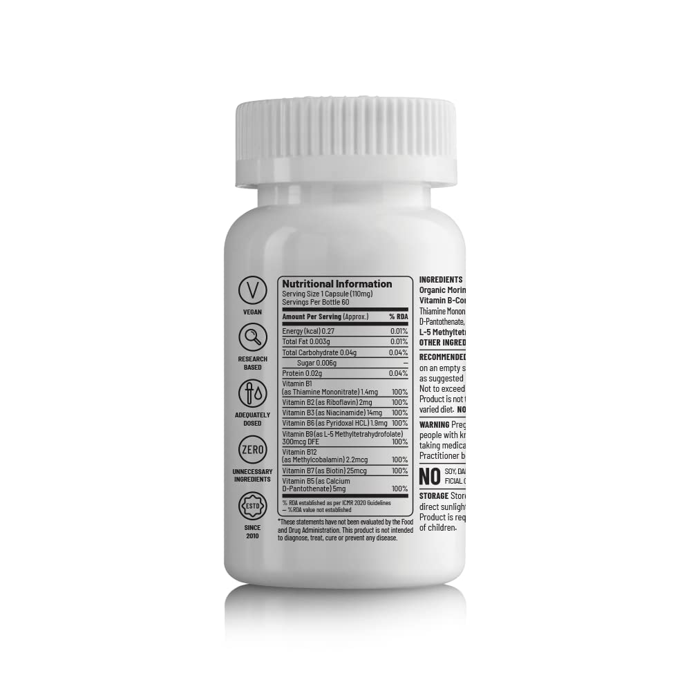 Zephivo Unived Basics B-Complex | 100% RDA of 8 Essential B-Vitamins | Healthy Energy Levels & Metabolism | 60 Vegan Capsules
