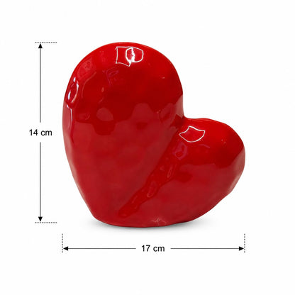 Xtore® Romantic Heart-Shaped Ceramic Showpiece for Home Décor | Artistic Tabletop Accent for Living Room, Bedroom & Gifting (Red, Pack of 1)
