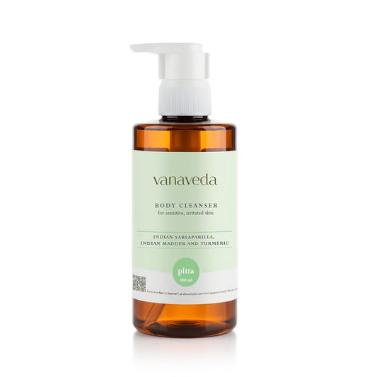 Vanaveda Pitta Body Cleanser for Oily & Sensitive Skin | Cooling Ayurvedic Body Wash with Plant-Based Cleansers | Daily Body Care for Balanced, Fresh Skin | 300ml