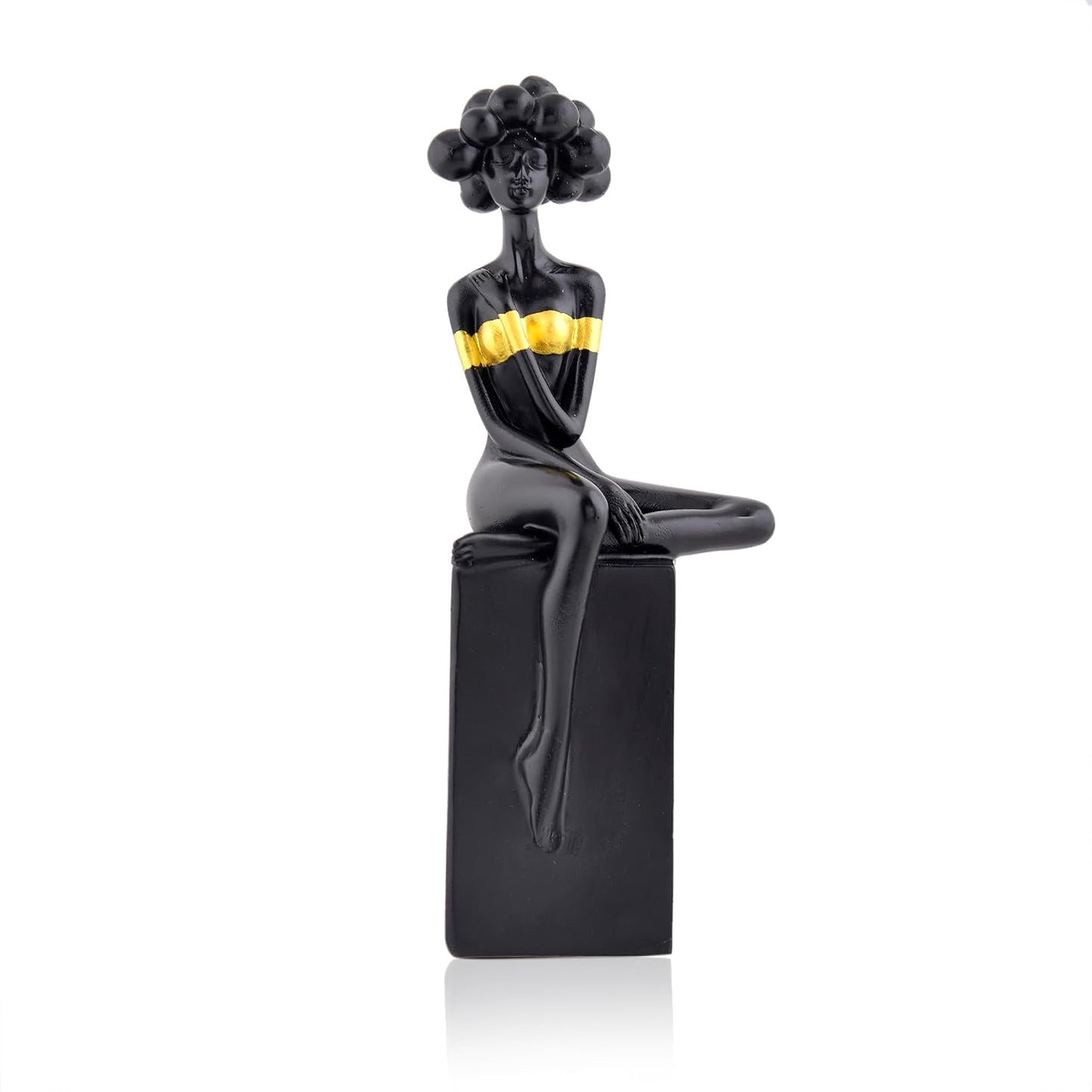 Xtore Modern Abstract Woman Figurine | Resin Home Decor Accent | Unique Art Piece for Living Room, Office, or Gallery | Contemporary and Stylish Design - Black