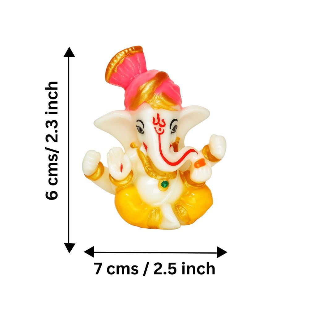 Ganesh Idol for Car Dashboard | Ganapati Statue for Home Decor, Office Desk & Temple | Polyresin Ganesha Murti Showpiece | Ideal for Diwali Gifts & Pooja