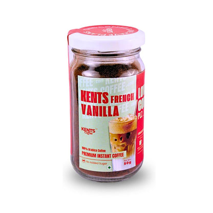 Kents Coffee French Vanilla Instant Coffee | 100% Arabica | LOW ACIDIC COFFEE | Serve HOT & COLD | Smooth & Aromatic Vanilla Flavoured Instant Coffee Powder | Natural Vanilla Beans | Chikmagalur | Medium Roast | No SUGAR | No Artifical Flavour