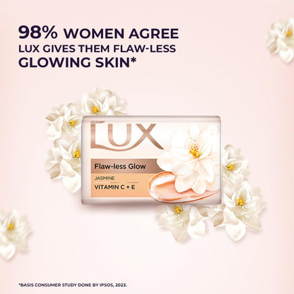 Lux Flaw-less Glow Bathing Soap infused with Vitamin C & E For Superior Glow Offer pack 150gx8