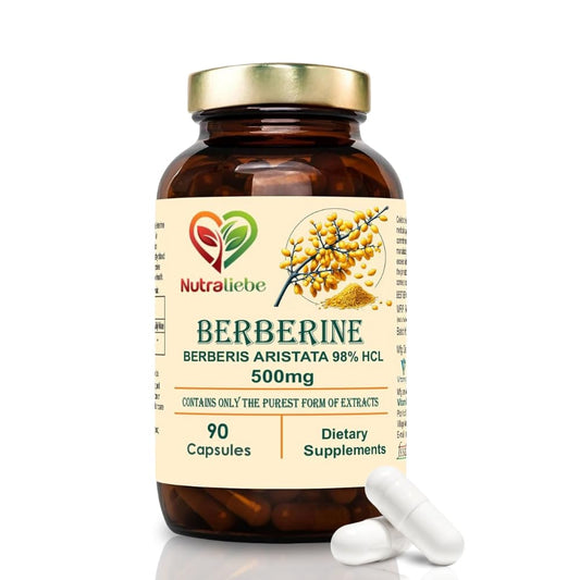 Nutraliebe Berberine Extract 98% from Berberis Aristata Stem - Premium Supplement, Non-GMO, 90 Capsules