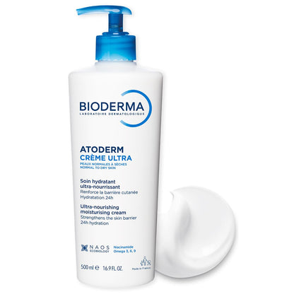 Bioderma Atoderm Crème Ultra bottle with a pump on a white background