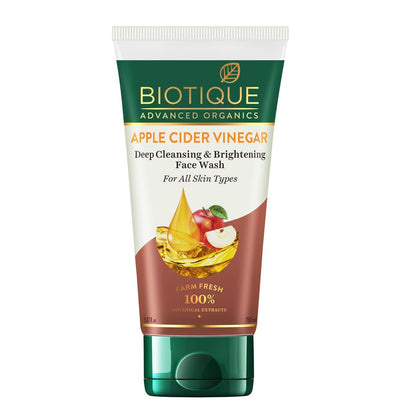 Biotique Apple Cider Vinegar Deep Cleansing Face Wash for All Skin Types, 150ml | Deep Cleansing & Exfoliation | 100% Botanical Extracts