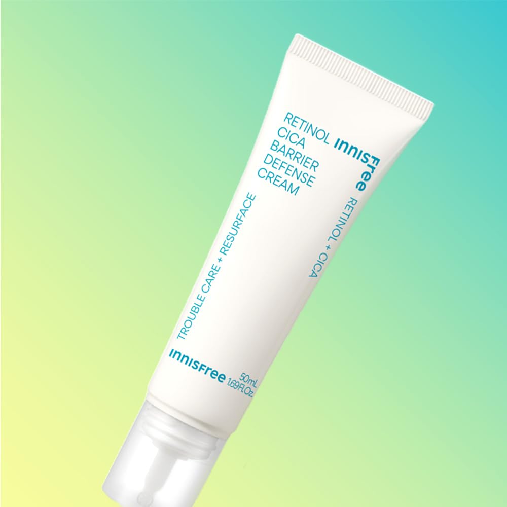 Innisfree Retinol Cica Barrier Defense Cream, 1.7 fl oz (50 ml), Retinol, Trouble Care, Moisturizing, Hypoallergenic, Sensitive Skin, Koream Skincare Cream