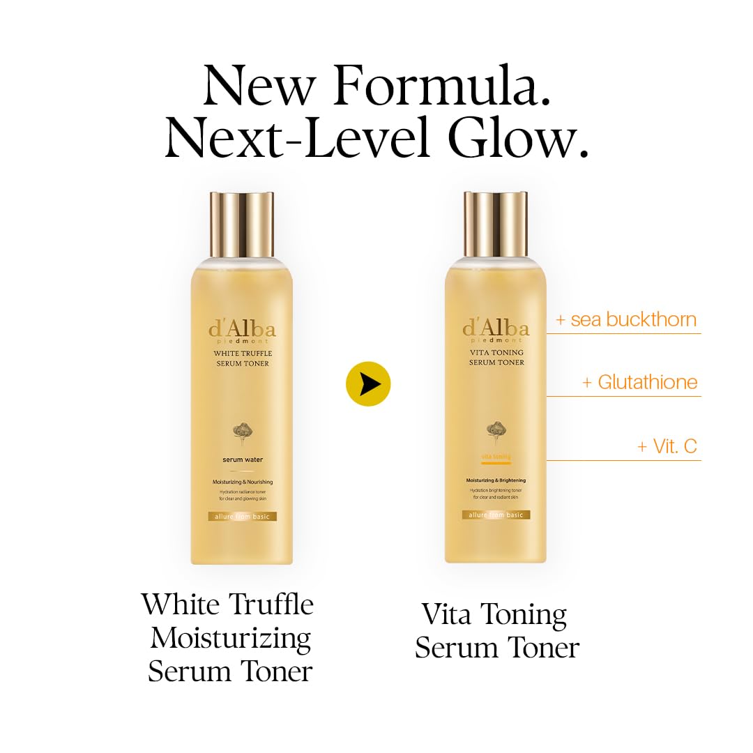 d'alba Piedmont White Truffle Vita Toning Serum Toner, Glass Skin with Double Vitamin Skincare, Water-like serum toner with strong boost for brightening & hydration, 180ml