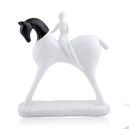 Modern Artistic Horse and Rider Figurine | Resin Home Decor Accent | Unique Art Piece for Living Room, Office, or Entryway | Elegant and Sleek Design