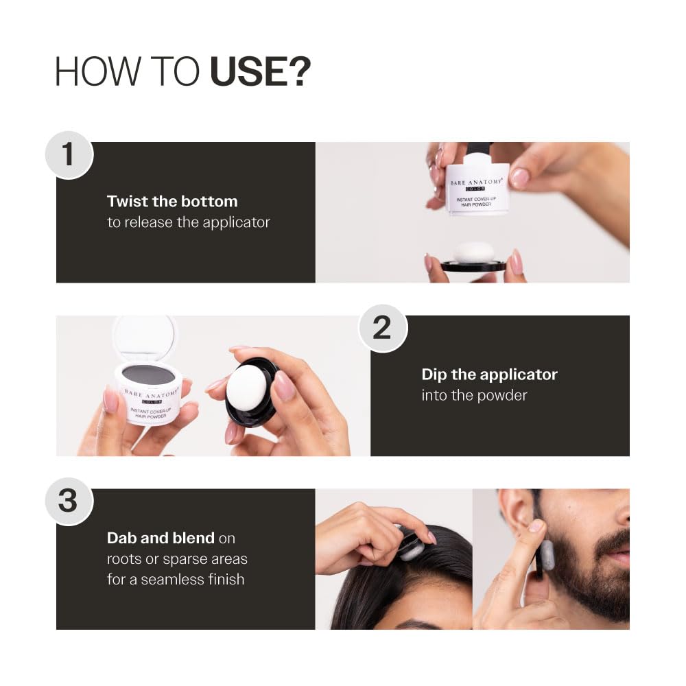 Instructions on how to use a hair product with step-by-step visuals.