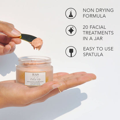 RAS Luxury Oils Polish Up Exfoliating & Brightening Clay Face Mask With Fruit AHAs & Rosehip | Softens & Hydrates Skin | Helps to Reduce Fne Lines & Wrinkles | Cruelty Free & 100% Vegan, 50g