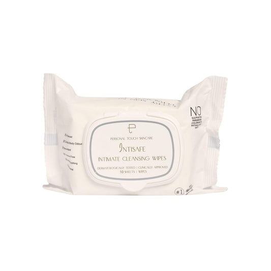 Personal Touch Intisafe Intimate Hygiene Wipes For Sensitive Skin With Lactic Acid, Calendula Extract | Fragrance Free, Anti Itch Soothing, Antibacterial And Antifungal | For Men And Women | 10 Sheets