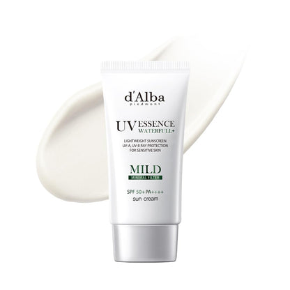 d'alba Piedmont Italian White Truffle Waterfull Mild Sunscreen, Vegan Skincare, Mineral With Spf 50+ Pa++++, Non-Nano, Suitable For Sensitive Skin, Gentle And Light Finish - 50ml