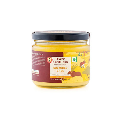 Two Brothers Organic Farms A2 Ghee |Free-grazed, Grass-fed Desi Gir Cows | Traditional Bilona Method | Pure, Natural and Healthy Ghee | Farm-Made A2 Cow Ghee with Probiotics for Gut Health