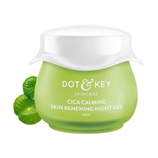 Zephivo Dot & Key CICA Calming Skin Renewing Night Gel | For Oily, Acne Prone And Sensitive Skin | Night Cream with Niacinamide, Green Tea & Hyaluronic | Fades Blemishes & Dark Spots | 60ml
