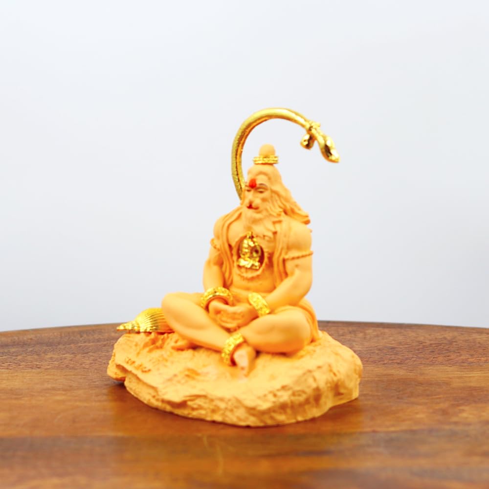 Resin Lord Hanuman Idol Decorative Statue for Home Mandir, Car Dashboard, Vastu & Spiritual Gifting