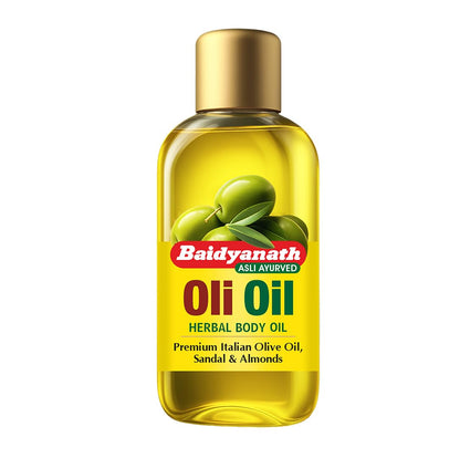 Baidyanath Oli Oil | Herbal Body Oil with Italian Olive Oil, Almond Oil, Neem, Sandalwood & Sesame Oils, Haldi & 5 Herbs | With Vit E & Antioxidants | Nourishes Dry Skin, Non-Sticky & Fast Absorbing | 500ml