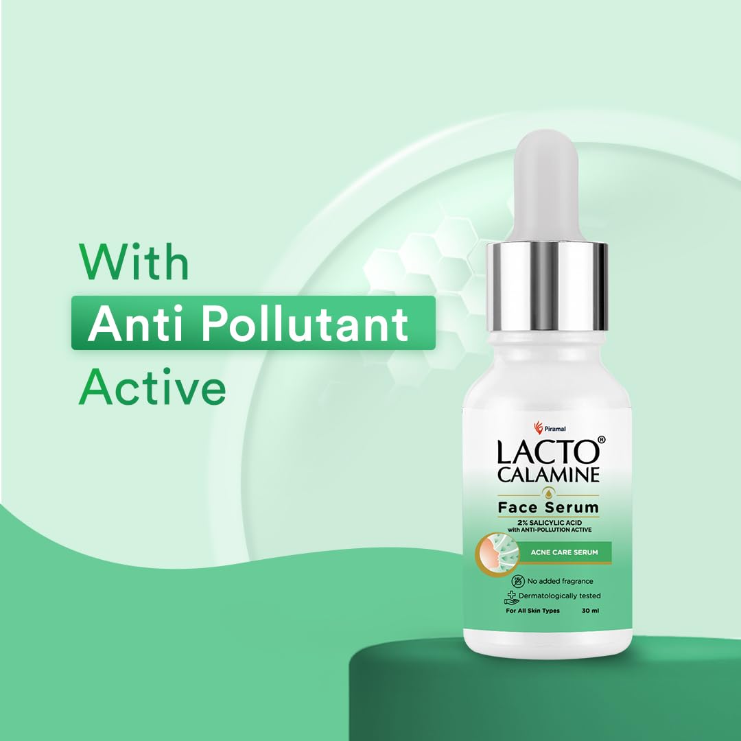 Lacto Calamine 2% Salicylic Acid Face Serum | 30ml | Face Serum For Acne, Blackheads, Oil control, Open Pores & Clear Skin | Dermatologically Tested & Fragrance Free