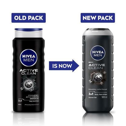 NIVEA MEN Active Clean Shower Gel,500 ml (Pack of 1)