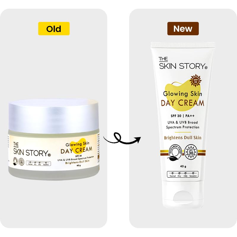 The Skin Story Glowing Skin Day Cream with SPF 30 Sunscreen | Nourish, Brighten, and Protect Dull Skin | Lightweight, Non-Greasy Formula for Daily Radiance | UVA/UVB Protection for Healthy | 40g