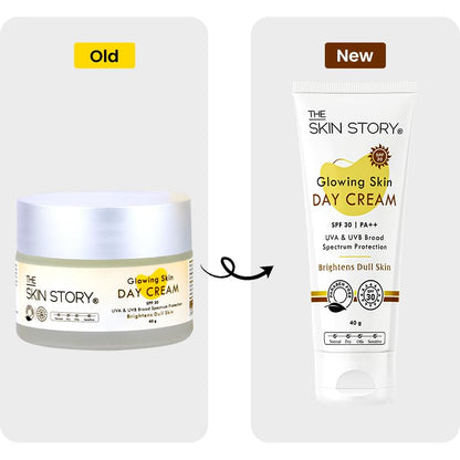 The Skin Story Glowing Skin Day Cream with SPF 30 Sunscreen | Nourish, Brighten, and Protect Dull Skin | Lightweight, Non-Greasy Formula for Daily Radiance | UVA/UVB Protection for Healthy | 40g
