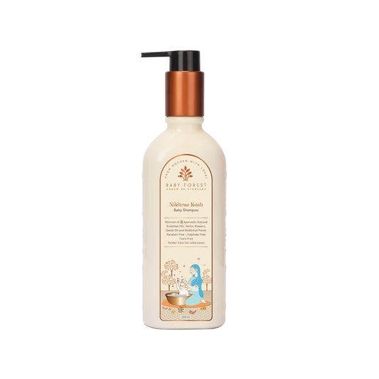 Baby shampoo bottle with pump on a white background