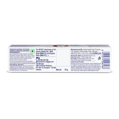 Sensodyne Toothpaste Whitening | White Teeth and Daily Sensitivity Protection Tooth Paste Pack of 1 - 70gm | Dentist Recommended | Fresh Breath, Fight Tooth Decay, Healthy Gums