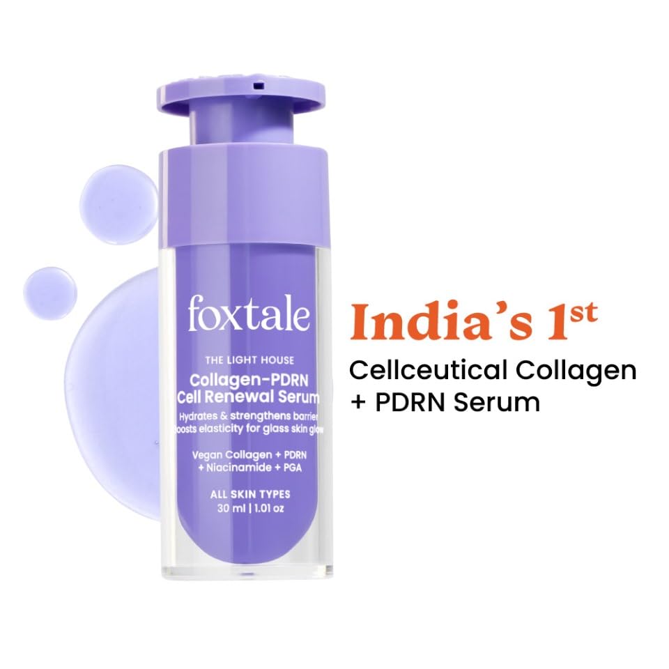 Foxtale Collagen-PDRN Cell Renewal Serum | Collagen + PDRN + Niacinamide + Polyglutamic Acid | Boosts Cell Renewal, Firms & Plumps Skin, Deeply Hydrates & Strengthens Barrier for Smooth, Glass-Skin Glow | For All Skin Types | 30 ml