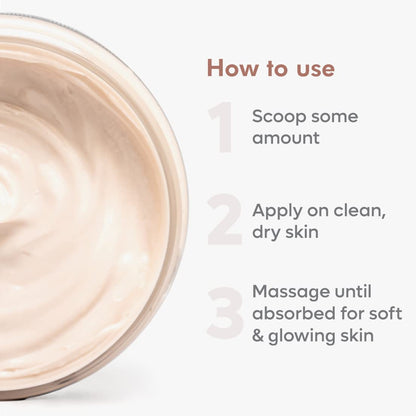 Cosmetic cream with application instructions on a white background