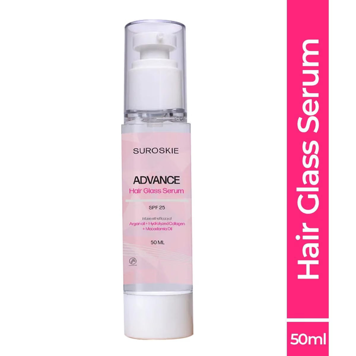 Suroskie Advance Glass Hair Serum 50Ml | Hydrolyzed Collagen, Argan Oil | Instant 20X Shine, Frizz Free (Upto 72 Hrs) | Hair Serum For Dry Frizzy Hair | Heat Protection Upto 230° Celsius | Women & Men