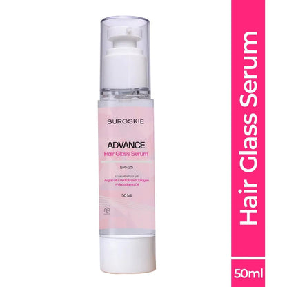 Suroskie Advance Glass Hair Serum 50Ml | Hydrolyzed Collagen, Argan Oil | Instant 20X Shine, Frizz Free (Upto 72 Hrs) | Hair Serum For Dry Frizzy Hair | Heat Protection Upto 230° Celsius | Women & Men