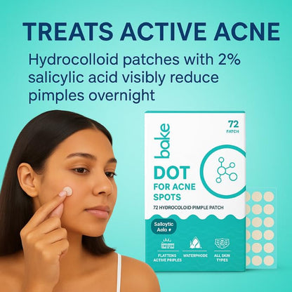 BAKE 2% Salicylic Acid Hydrocolloid Pimple Patches (36 Dots) | Absorbs Oil, Prevents Acne | Waterproof Patches | For Acne, Acne Marks, Acne Prone Skin - 36 Dots