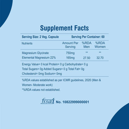 Supplement facts label with detailed nutritional information on a blue background