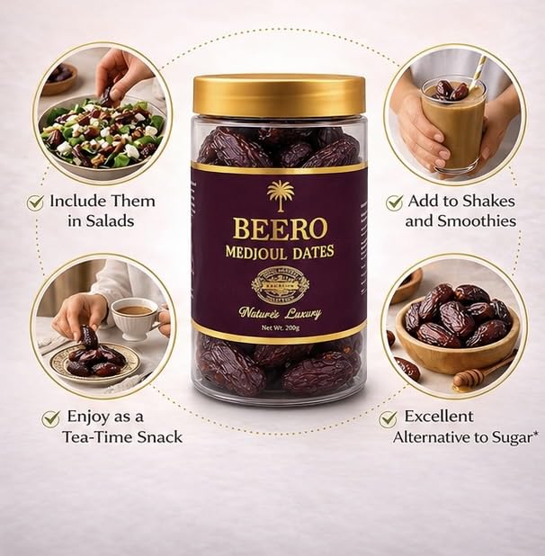 Beero Medjoul Dates | Khajoor | Medjouls Khajur Prmeium Dates | Jumbo size High Fibre Rich Dry fruits | Fresh and delicious