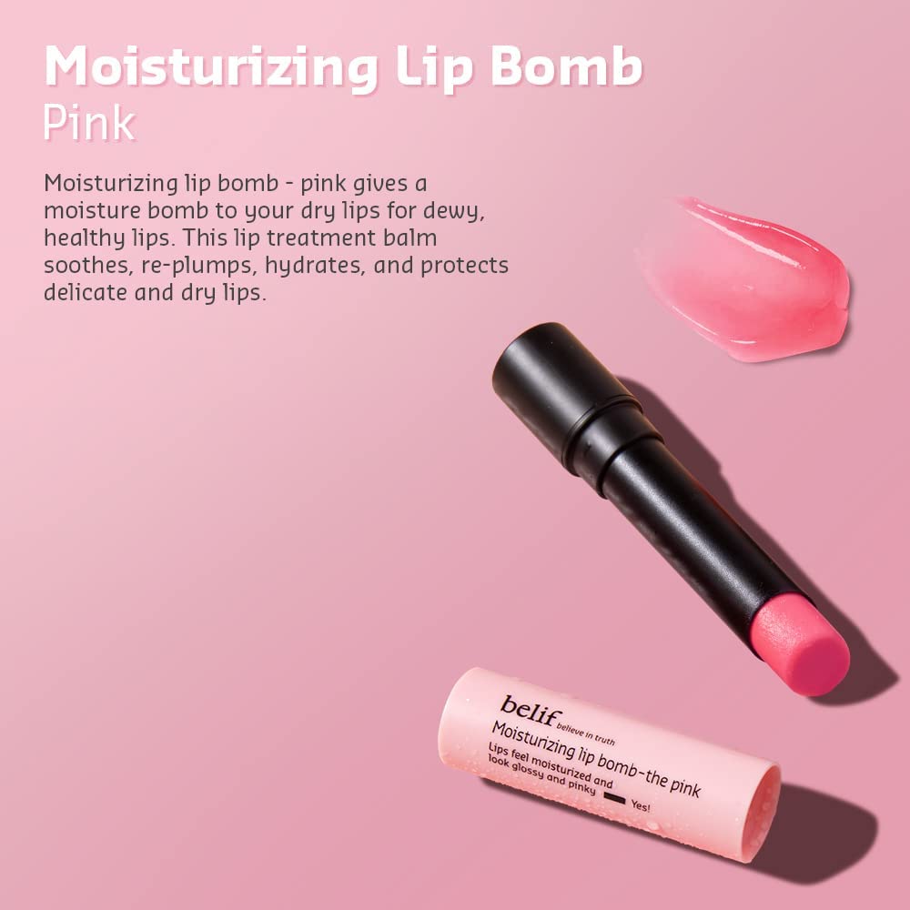 Moisturizing lip bomb with pink color on a pink background