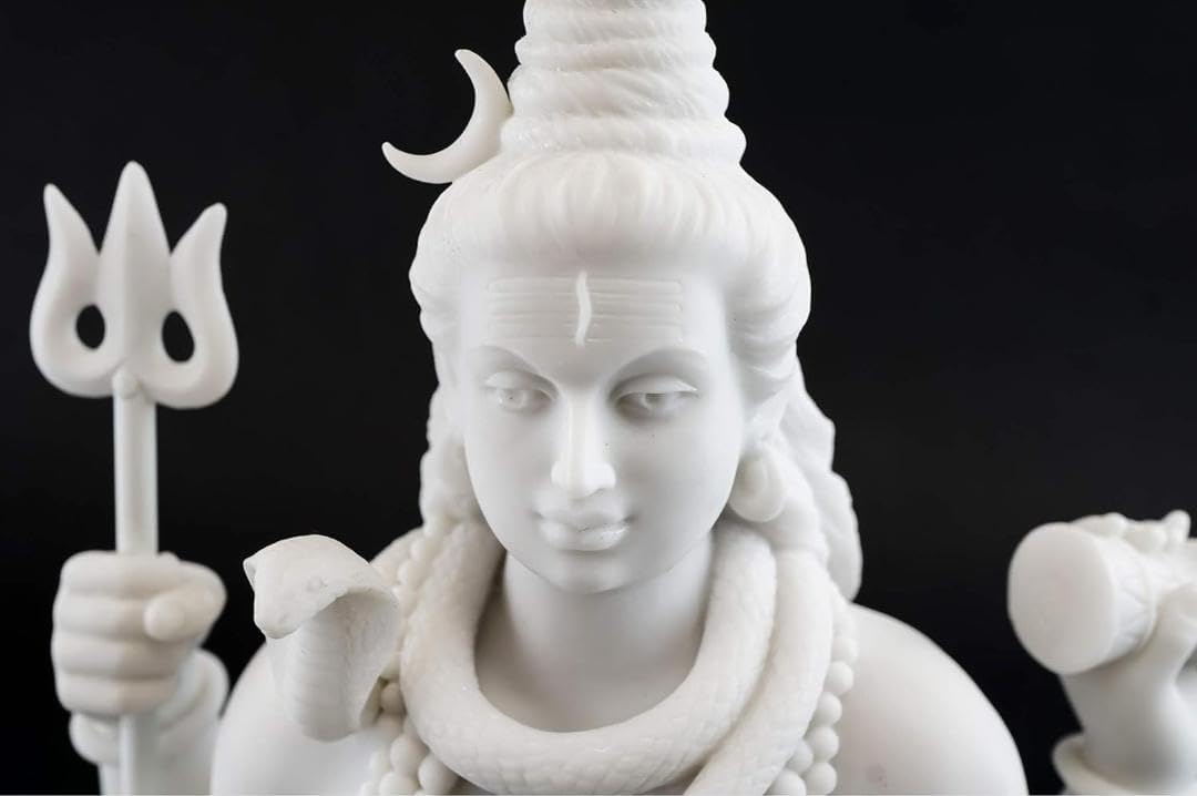 White Shiva Matte Finish Decorative Idol – Unique Design for Desk, Car, and Home Décor | Statue Figurine Gift for Office Desk, Puja Room, and Gifting Purposes