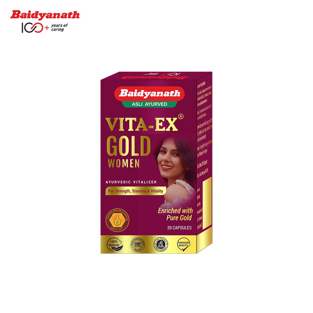 Baidyanath Vita Ex Gold Women - 20 Capsules| Made with Pure Shilajit & Shatavari |Boosts Stamina, Desire & Sensitivity in Women