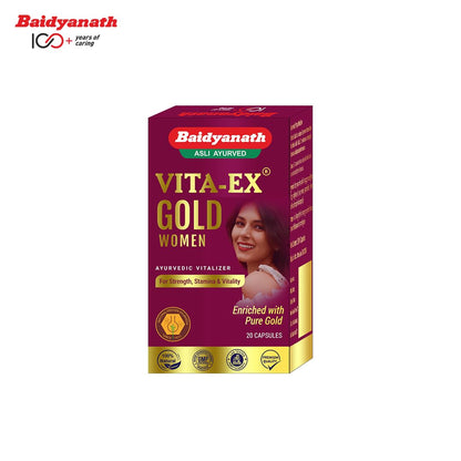 Baidyanath Vita Ex Gold Women - 20 Capsules| Made with Pure Shilajit & Shatavari |Boosts Stamina, Desire & Sensitivity in Women