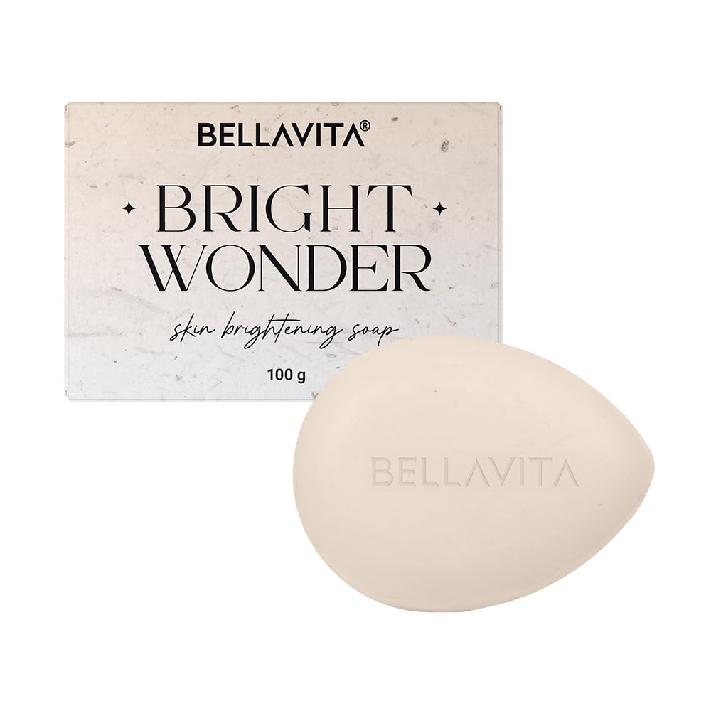 BELLAVITA Bright Wonder Brightening Soap 100Gm | Dark Spot & Pigmentation Reduction | Kojic Acid & Mango Butter | Paraben-Free