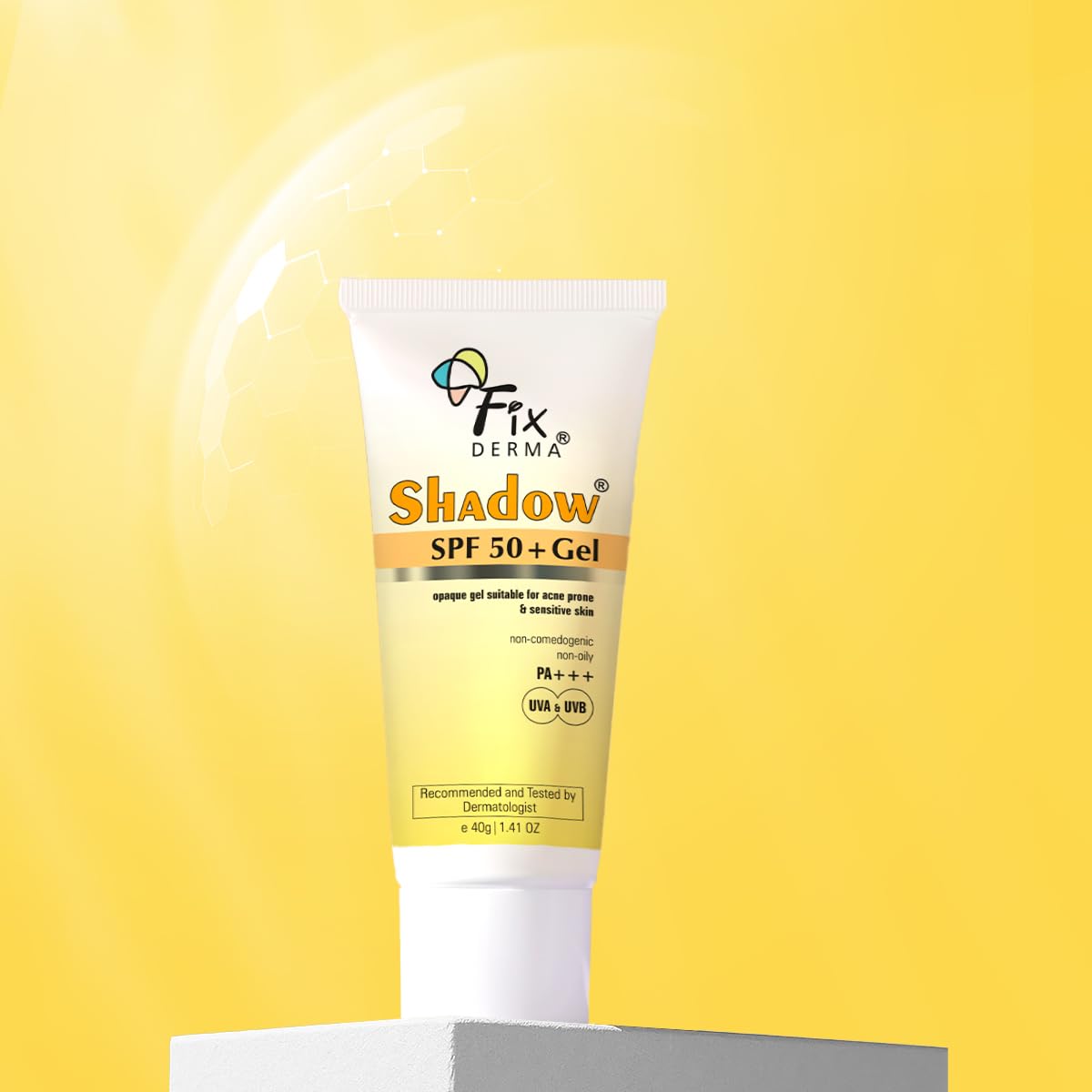 Fixderma Shadow Sunscreen SPF 50+ Gel for Oily Skin | Sunscreen for Body & Face | Broad Spectrum Protection from UVA & UVB | For Women & Men | Non Greasy & Water Resistant - 40gm