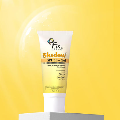 Fixderma Shadow Sunscreen SPF 50+ Gel for Oily Skin | Sunscreen for Body & Face | Broad Spectrum Protection from UVA & UVB | For Women & Men | Non Greasy & Water Resistant - 40gm