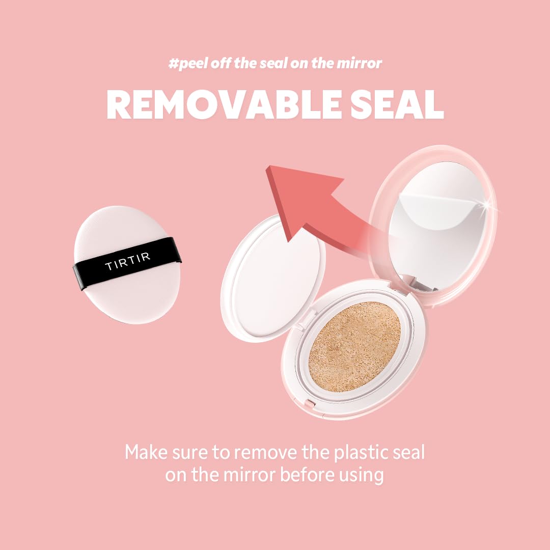 TIRTIR Mask All-Cover Cushion Foundation, Full coverage, Skin fit, Satin Glow Finish, Korean Cushion Foundation #24N LATTE, 4.5g