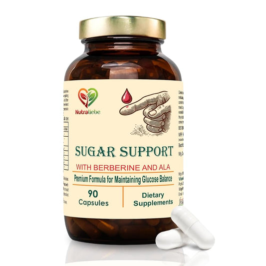 Nutraliebe Premium Blood Sugar Support, Natural Glucose Control with Berberine, Bitter Melon, Cinnamon, 90 Capsules