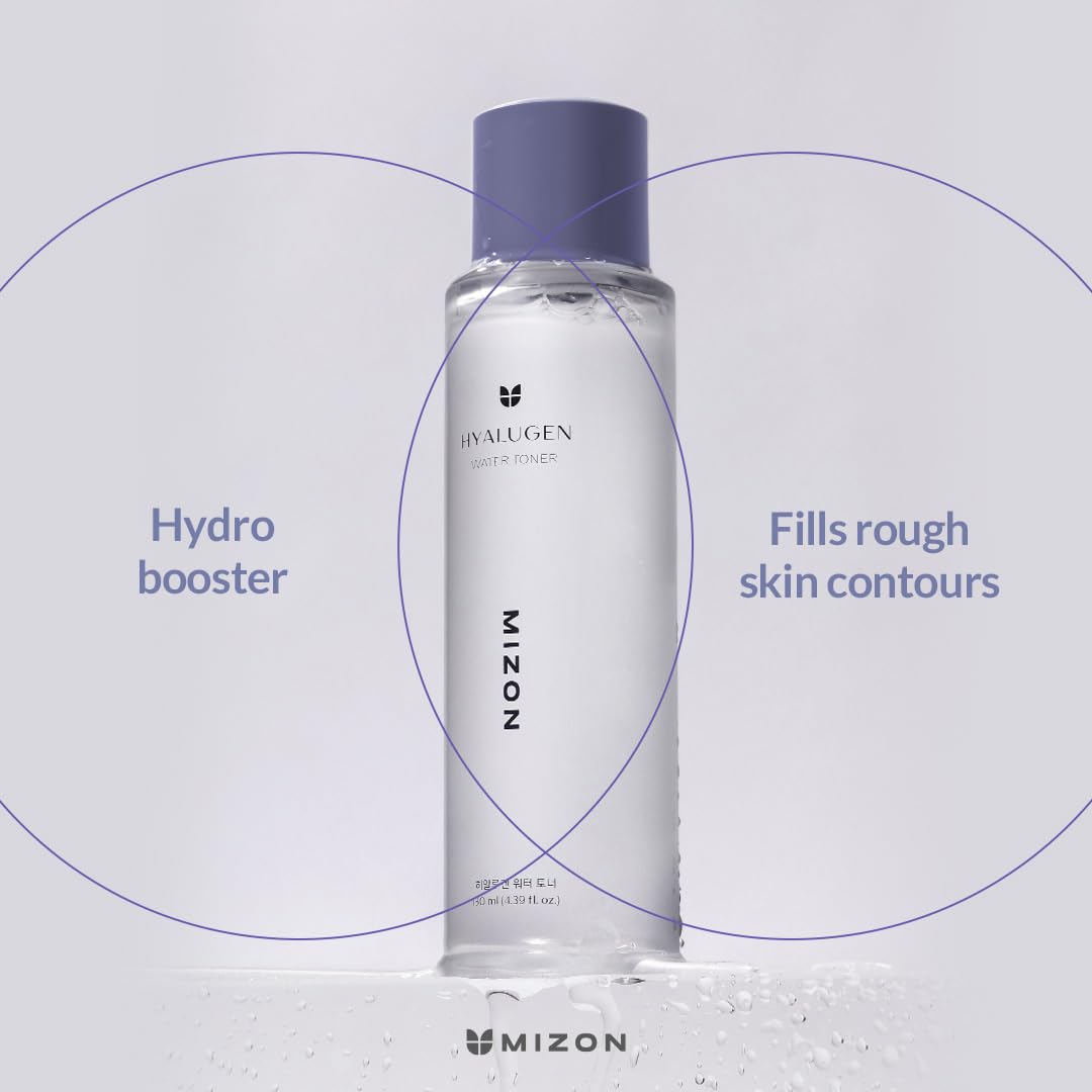MIZON Hyalugen Water Toner for Deep Hydration and Better Skin Texture with Marine Collagen and Hyaluronic Acid Total Care Korean Skincare - 130 ml