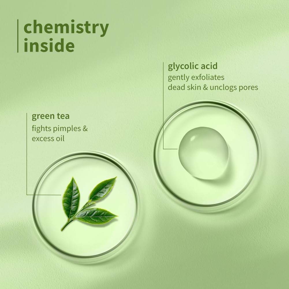 Plum Green Tea Pore Cleansing Face Wash for Oily, Acne Prone, Dry & Combination Skin | with Glycolic Acid | Fight Pimples & Control Excess Oil | Gentle Exfoliating & Non-Drying | Women & Men | 100ml